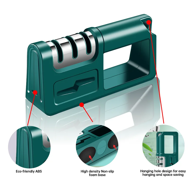 Nuovo 4 in 1 affilacoltelli diamantato pietra per affilare strumento manuale multifunzionale per affilare rapidamente per coltelli da cucina forbici e strumenti