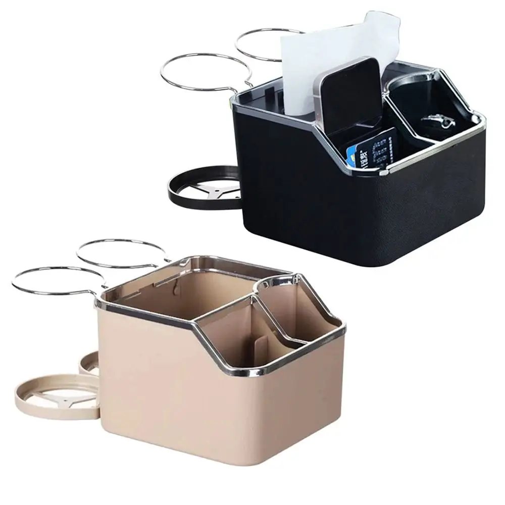 

Car Armrest Cup Holder Car Storage Organizer Water Cup Holder Storage Box Water Cup Tissue Box With 2 Foldable Cup Holders