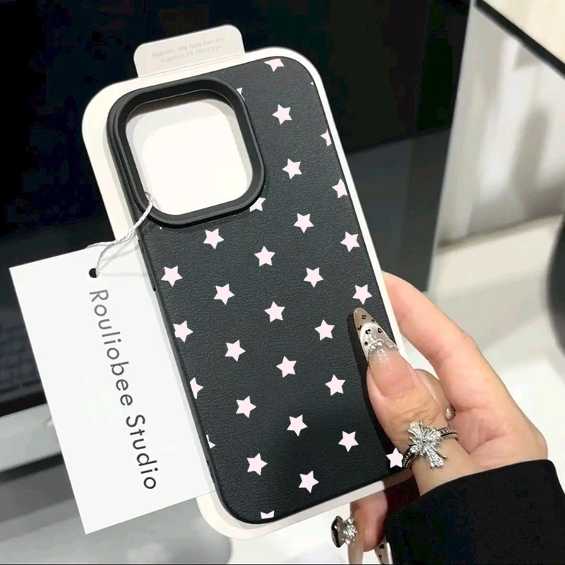 

Cute Pink White Star Lichee Pattern Soft Phone Case For Xiaomi Redmi Note 15 Pro Plus 5G 15 14 13 12 11 Redmi 15C 14C 13C Cover