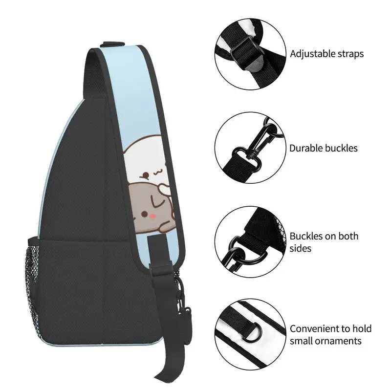 Mochi Cat Peach y Goma Sling bolso de pecho cruzado para hombres, mochila de hombro de moda para viajes y ciclismo