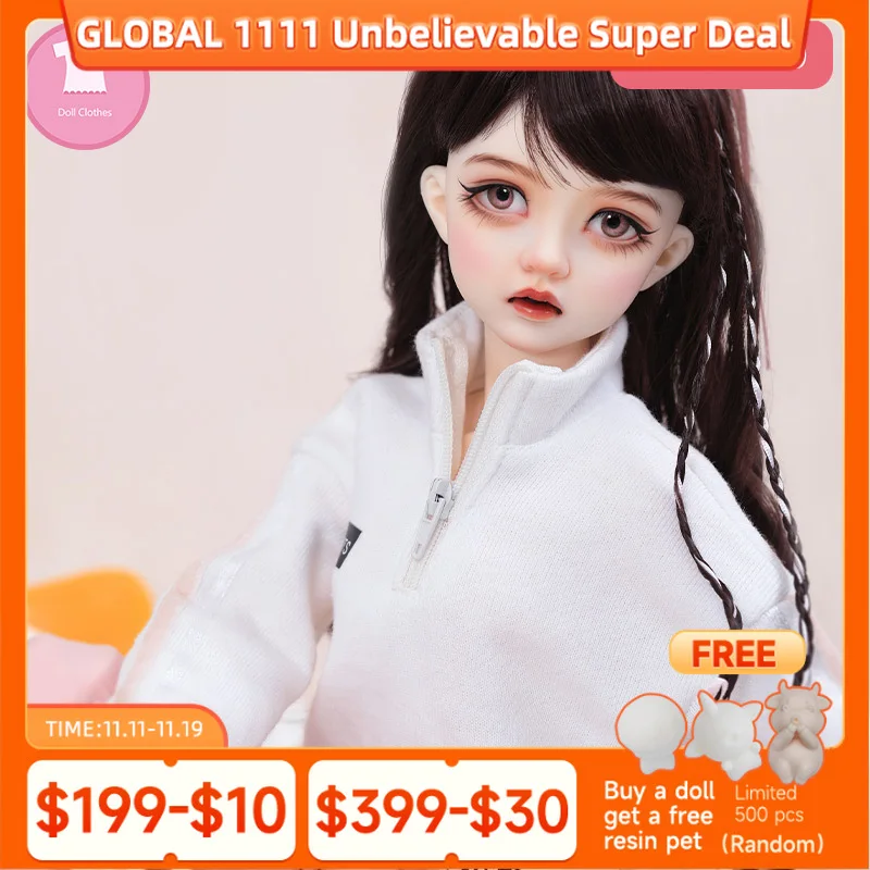 BJD ملابس 1/3 Roselle ver.2 أنثى عصري غير رسمي الزي SD أحمر أبيض أسود شريط الجينز الرياضة إكسسوارات دمي إيما ريكي