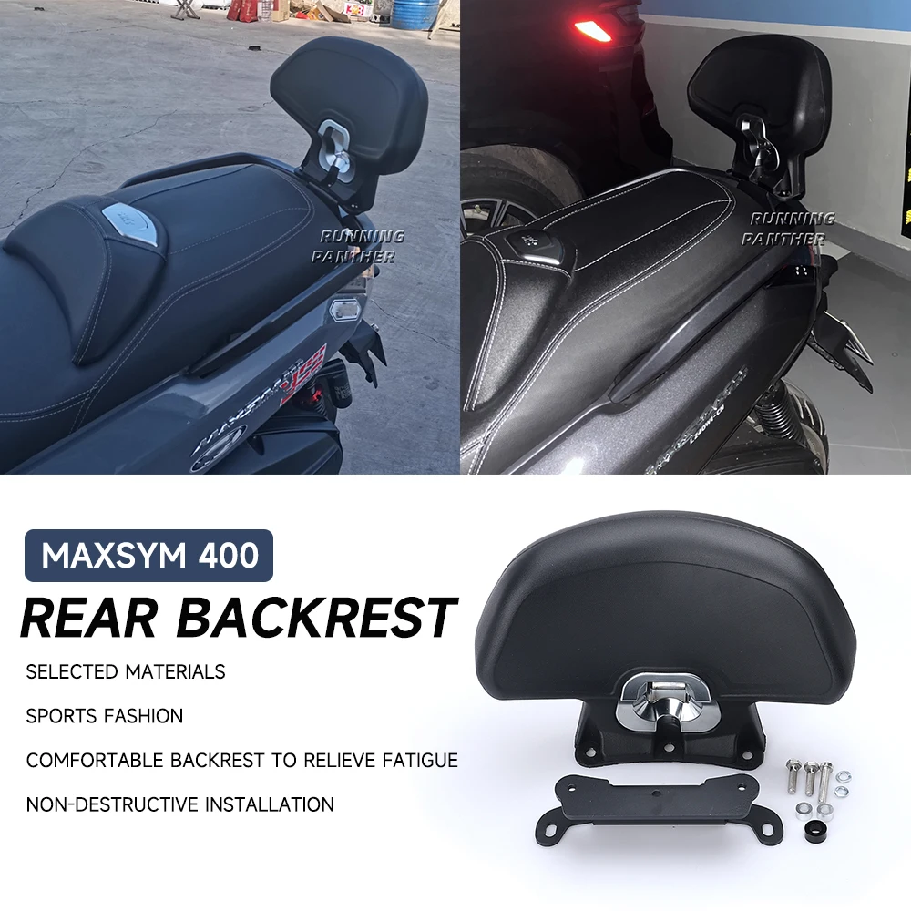 FOR SYM MAXSYM 400 MAXSYM400 UP-2022 2021 2020 Motorcycle Black Rear Passenger Seat Tailstock Backrest Back Rest Cushion Pad