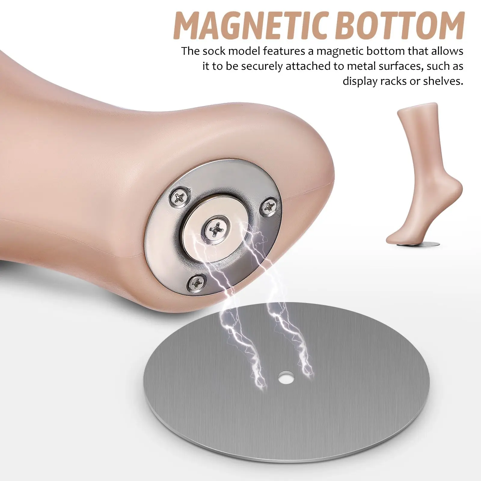 

1Pc Female Foot Mannequin Sock Display Holder Magnetic Bottom Plastic Shoes Model Fake Leg Adult Women Teaching Aids
