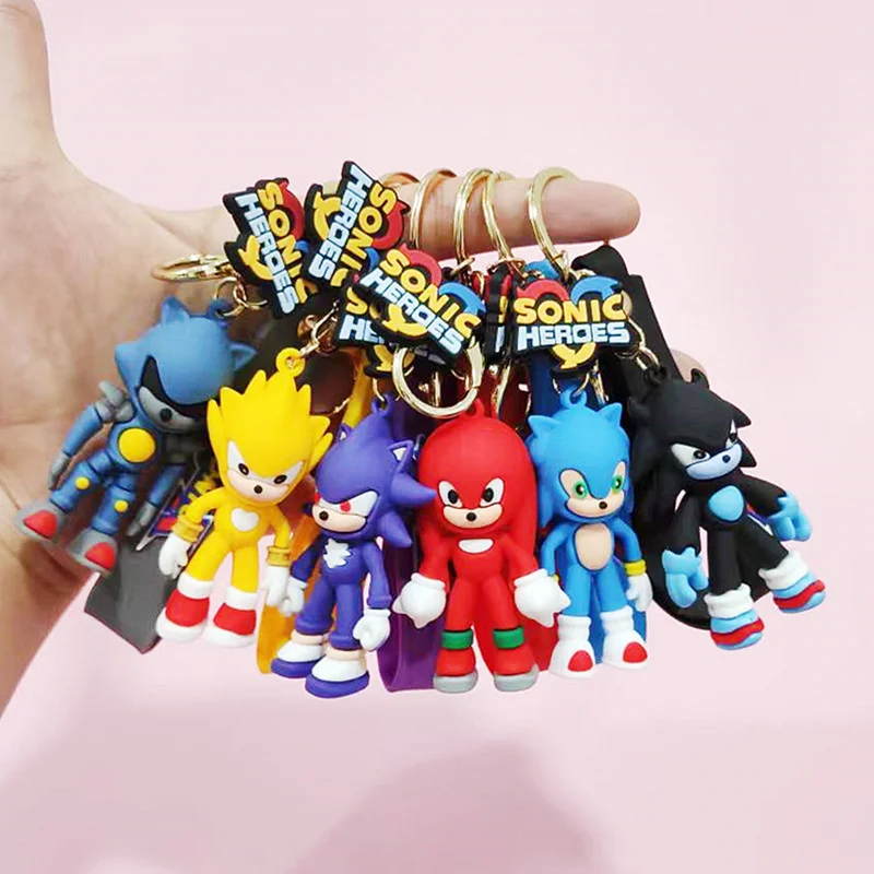 Creative Cartoon Sonic Mouse Keychain Cartoon Anime Drop Glue Doll Pendant Car Couple Key Pendant Bag Hanging Ornaments