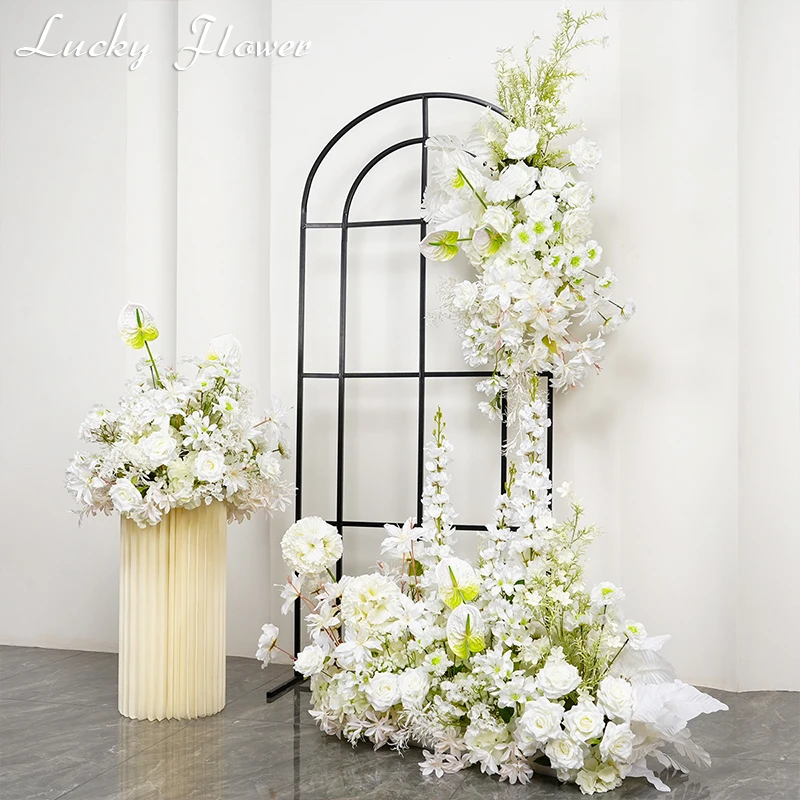 

Artificial Flowers Wedding Floral Arrangement Backdrop Decor Hanging Flower Row Road Leading Flower Ball Floor Row Photo Props