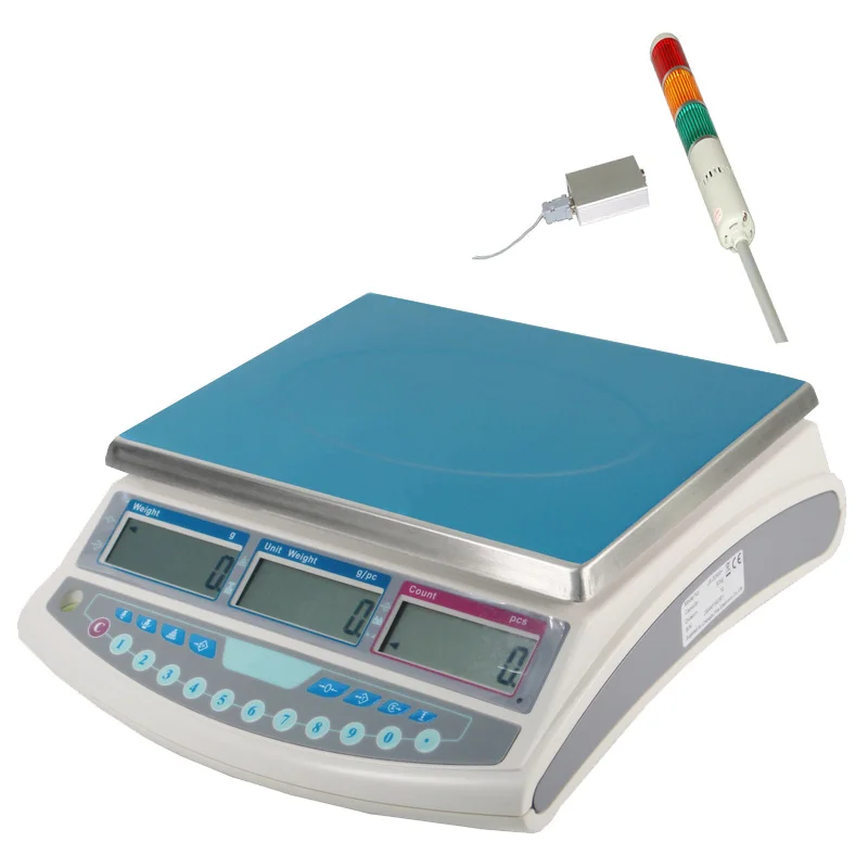 3kg/0.05g 15kg/0.2g Lab Industrial Part Digital Counting Tri-color Alarm Weighing Scale HI-OK-LO Limit RS232 Port 6kg 0.1g