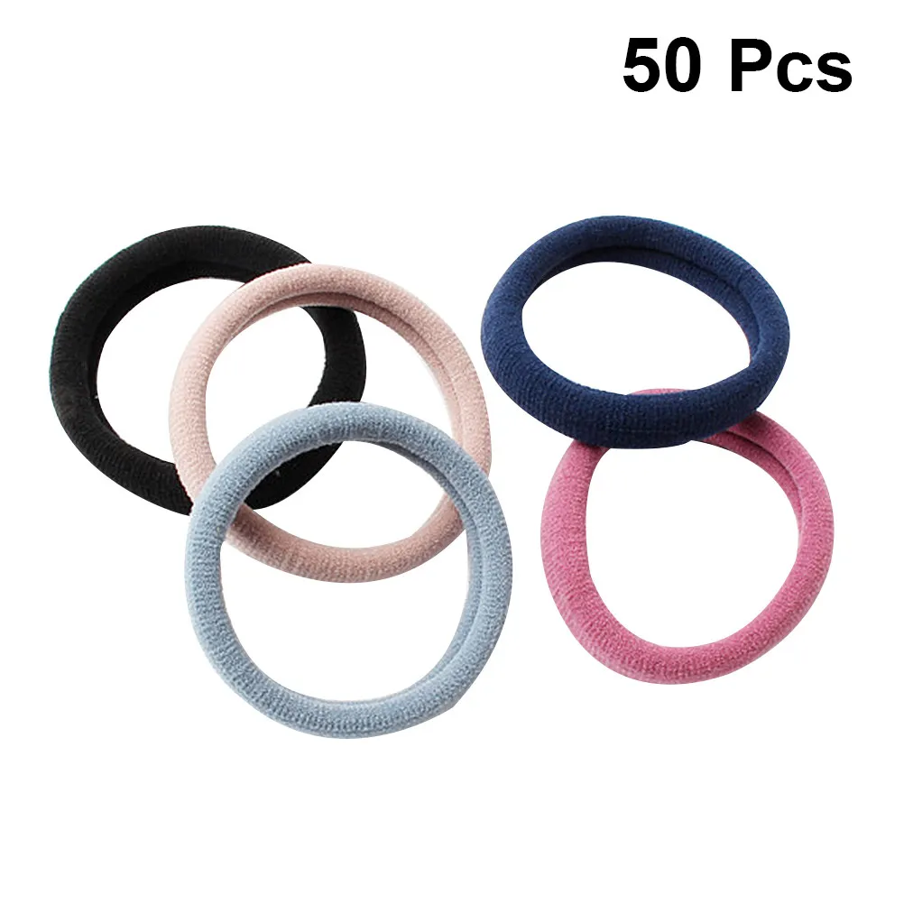 50Pcs Rubber Hair Tie Elastic Band for Ladies Girls Ponytail Holder Hair Rope Stretchy Simple Chic Daily Wear Gift
