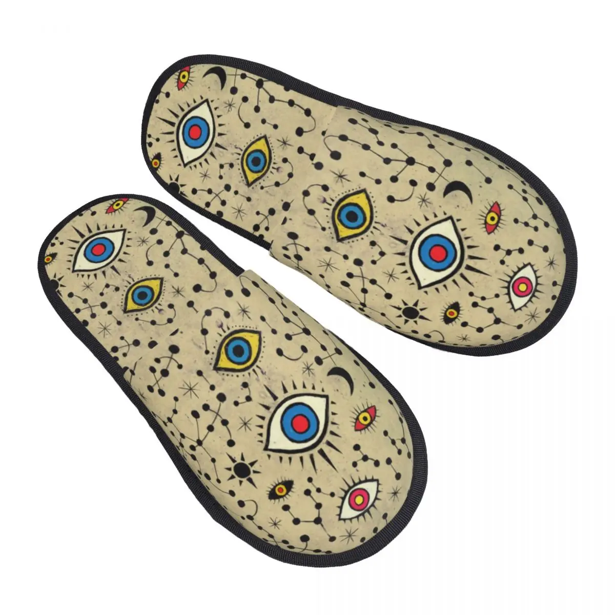 

Cross Eyes Galaxy House Slippers Women Cozy Memory Foam Joan Miro Painting Slip On Bedroom Slipper Shoes