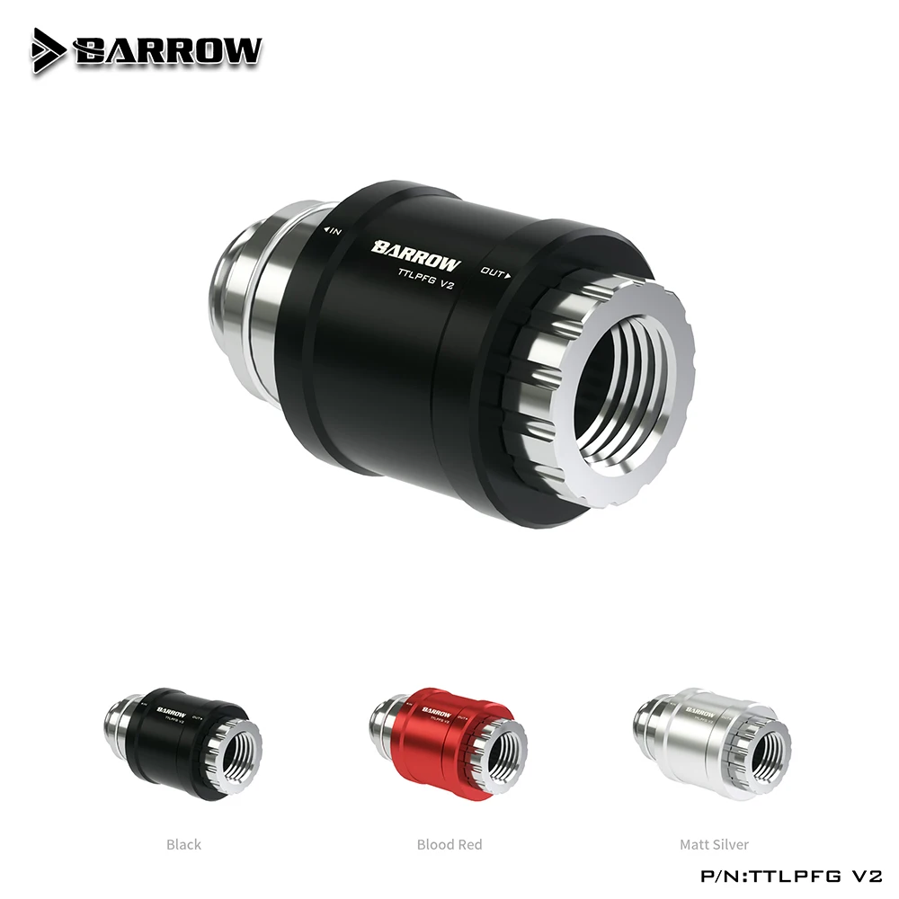 Barrow Water Valve Switch Plug TTLPFG V2 Male To Femal G1/4 Flat Hand Push Type Metal Valve PC Gaming Liquid Cooling System