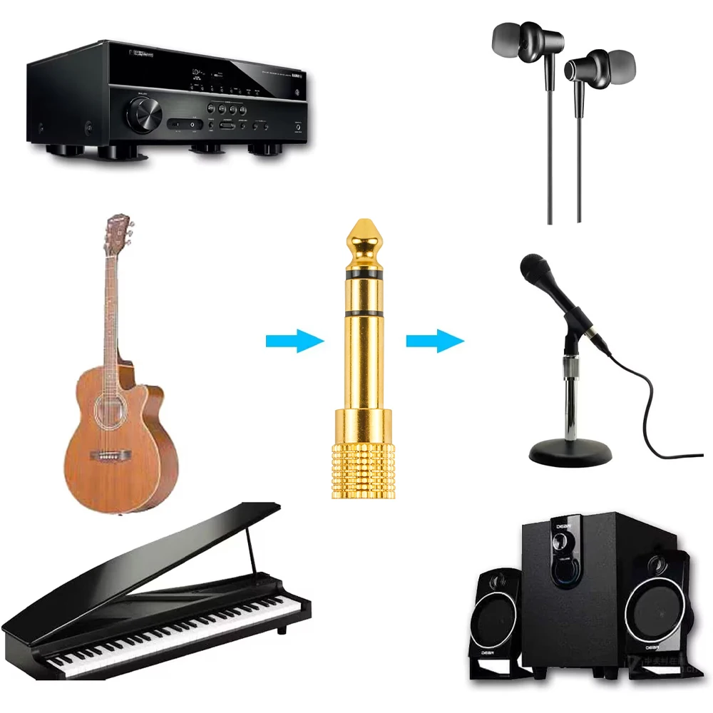 ZOGUO Banhado a Ouro 6.35mm 1/4 Macho para 3.5mm 1/8 Fêmea Stereo Headphone Adaptador Audio plug para Speaker Guitarra Piano Digital