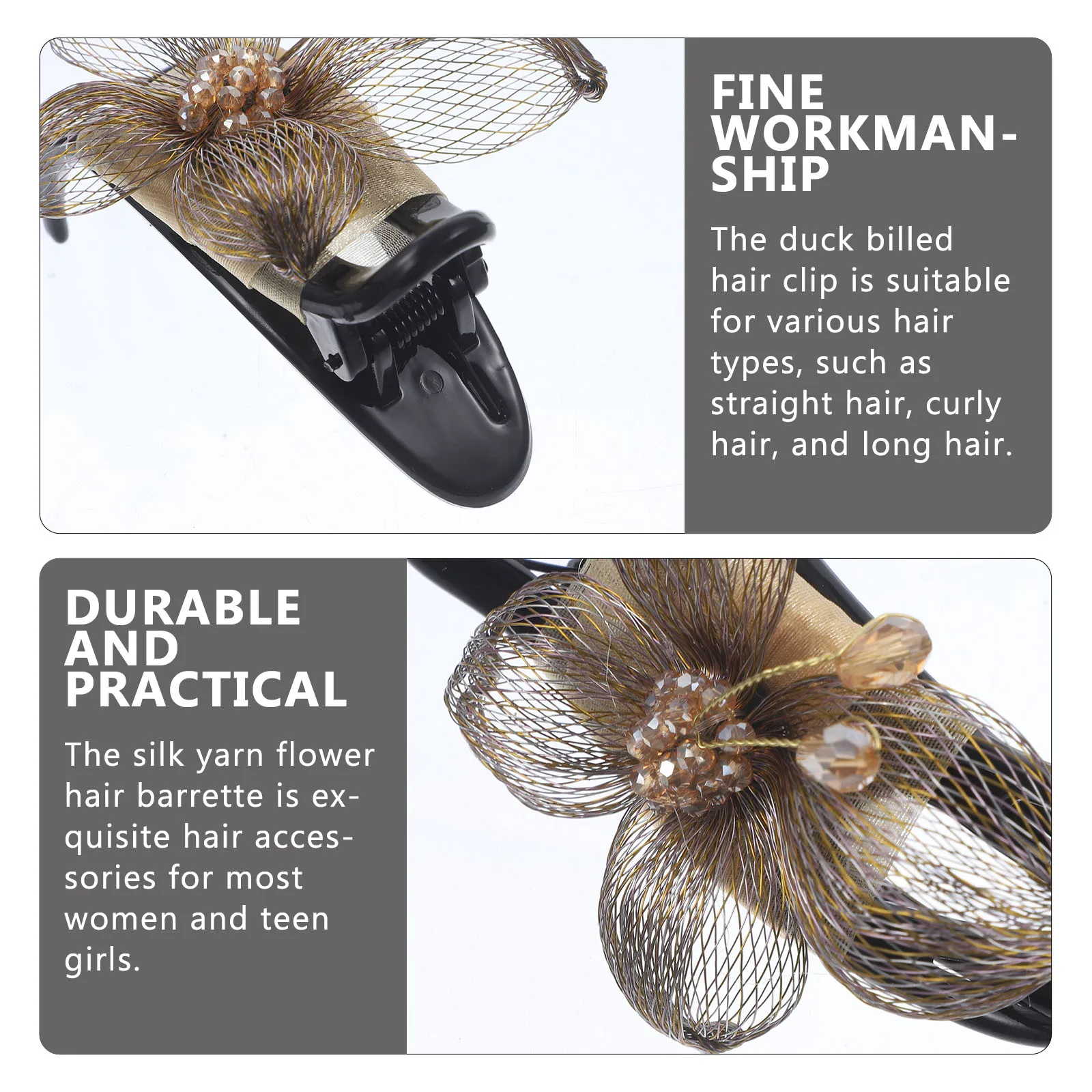 

Rhinestone Claw Women Accessories Silk Hair Jewelry For Women Yarn Flower French Thick Hair Wedding Decorations Jewelry