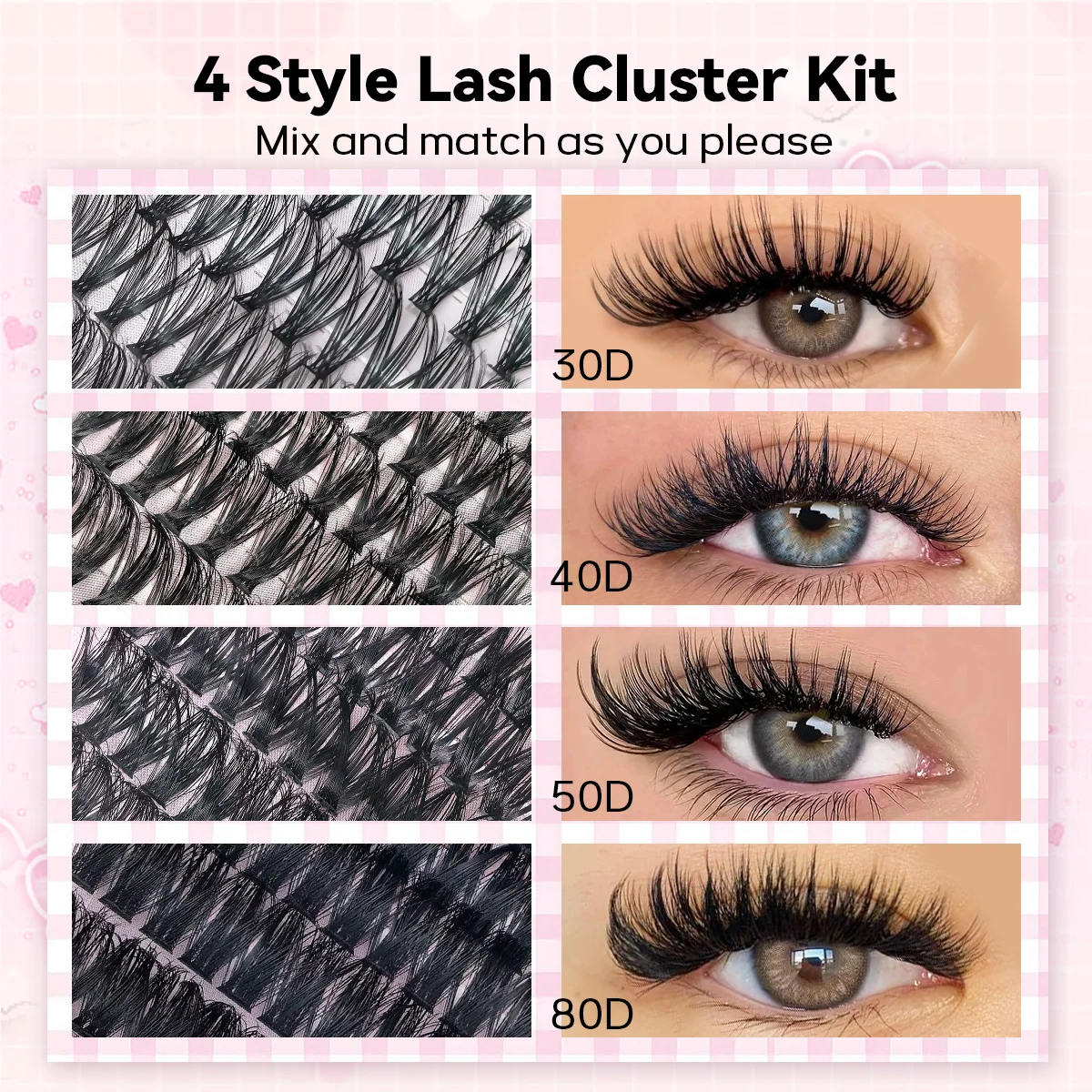 330PCS-30D/40D/50D/80D/100D/120D/160D Mixed Styles False Eyelash Strips with Application Tools, Suitable for All Festive Occasio