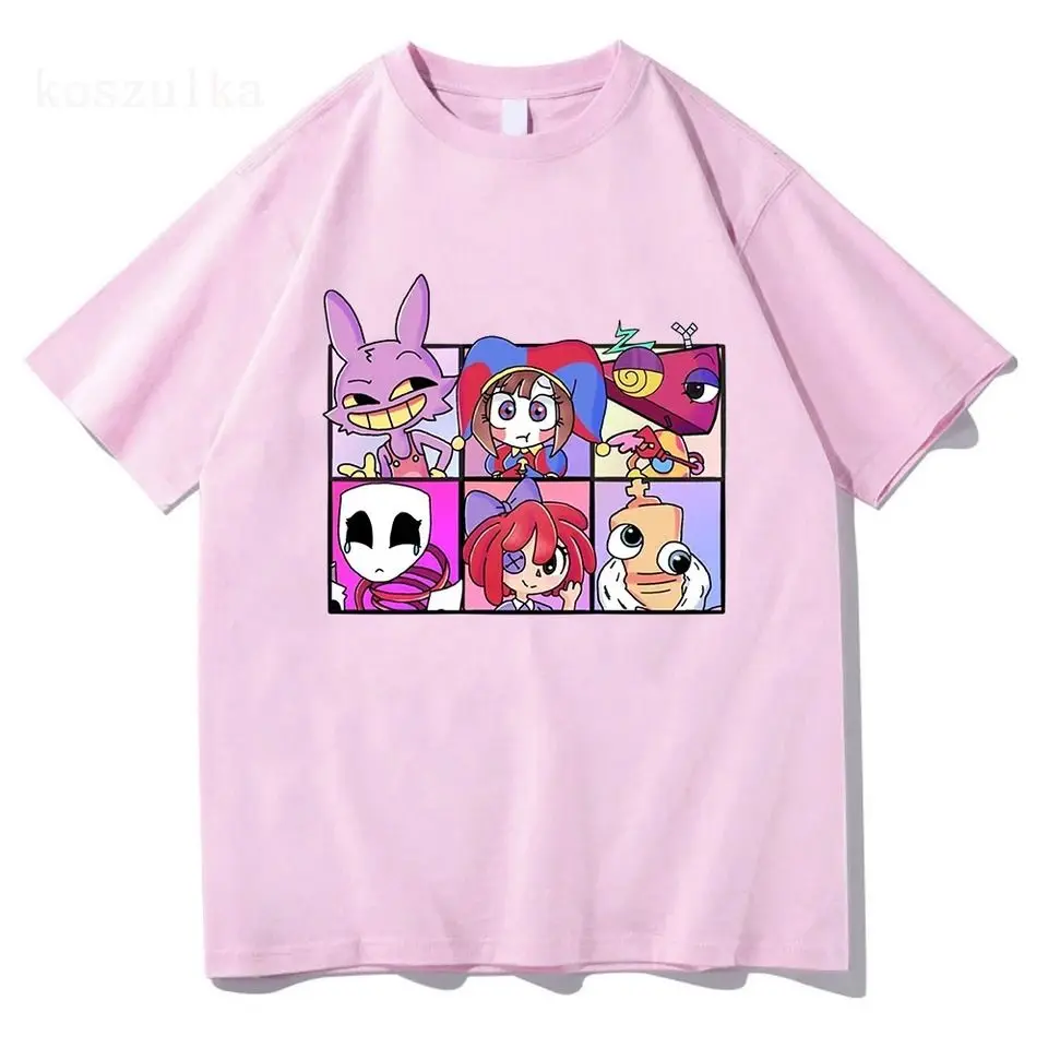 Pomni And Jax Cartoon Digitals Circus T-Shirts Men Fashion Pure Cotton Tee Shirt Crewneck Short Sleeve T Shirts Party Tops