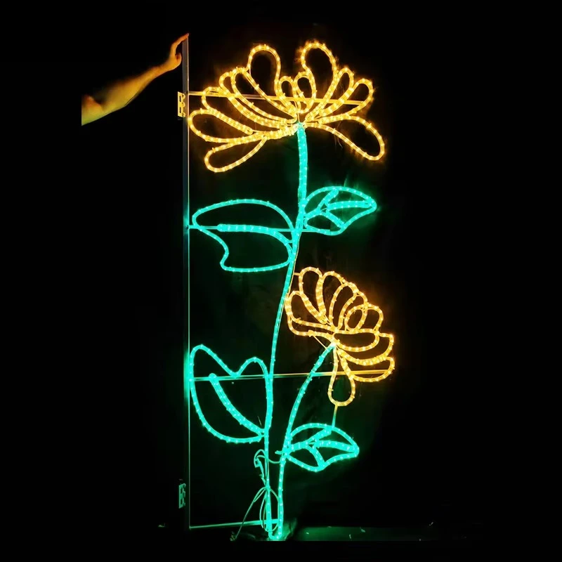 Outdoor LED 2D flower snowflake star pattern Christmas light LED street light pole decoration Halloween landscape LED pattern l