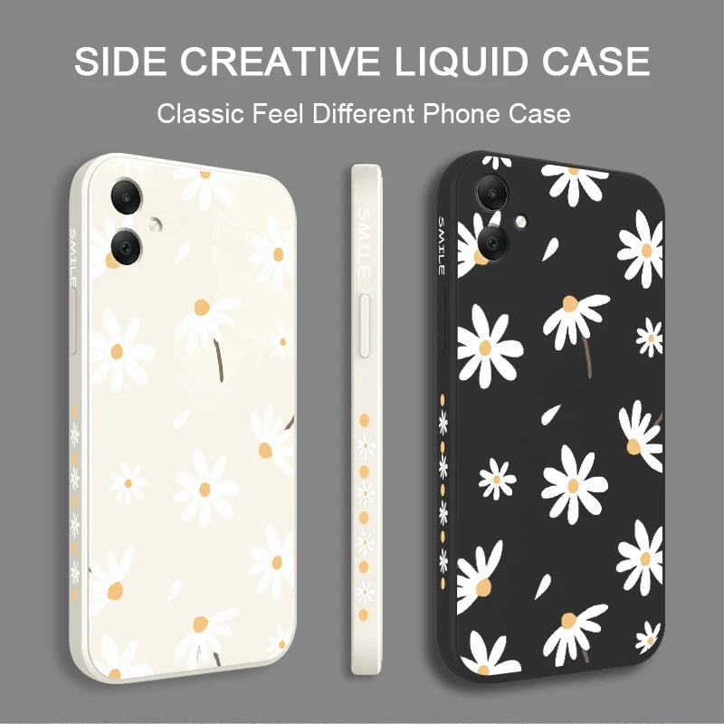 Funda de teléfono de silicona para Samsung Galaxy A04E, carcasa trasera suave y fina, protección de cámara inastillable, girasol blanco