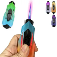 4 Pieces Per Set Torch Lighter with LED Light Refillable Butane Gas Lighter Adjustable Flame Windproof Jet Flame Lighter Smoking