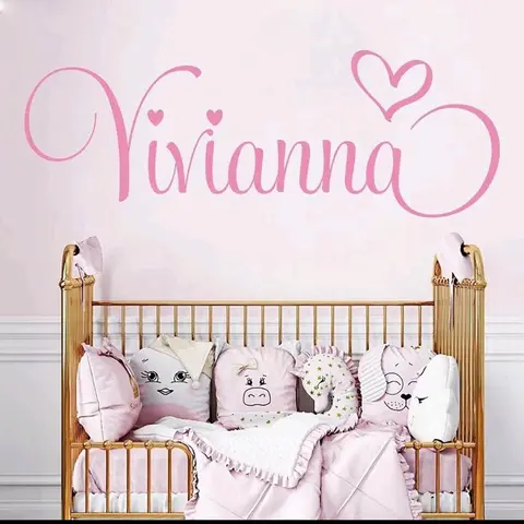 Personalised Name Wall Stickers for Kids Rooms Children Heart Name Vinyl Wall Decal  Boy Girl Baby Room Home Decoration
