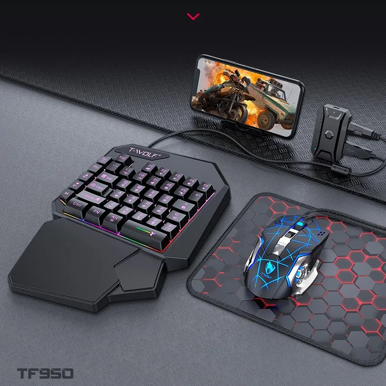 Kit Mobilador Gamer Kit Gaming Keyboard Mouse Mobile Games Converter 3 In 1 Combo One Hand Keyboard for PUBG Mobile Games