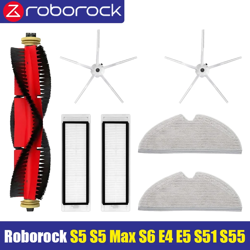 Roborock S5 S50 S502 S55 S6 S6 Pure E4 1S SDJQR01RR Brush Mops Brush Cover Hepa Filters Robot Vacuum Cleaner Universal Wheel