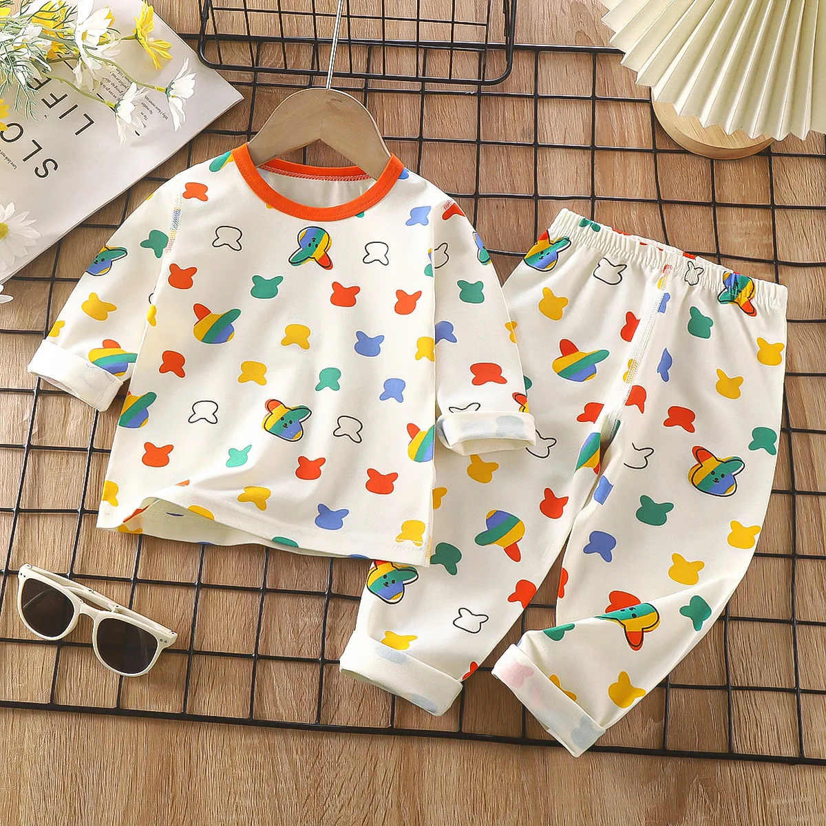 

New Kids Autumn Warm Pajamas Baby Boys Girls Cute Cartoon Long Sleeve T-Shirt + Pants Pyjamas Toddler Underwear Clothing Sets