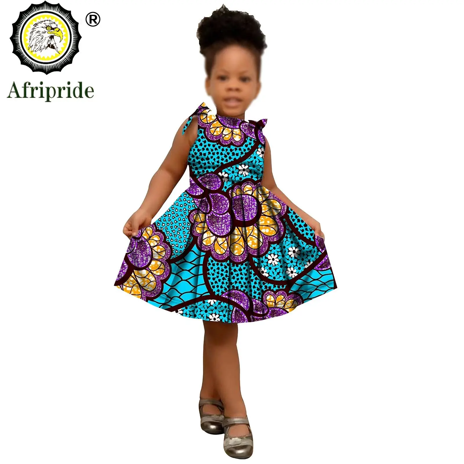 2024 African Children Clothing Kids Dashiki Ankara Print Dresses Sleeveless Lovely Mini Dress for Girl AFRIPRIDE S1940005