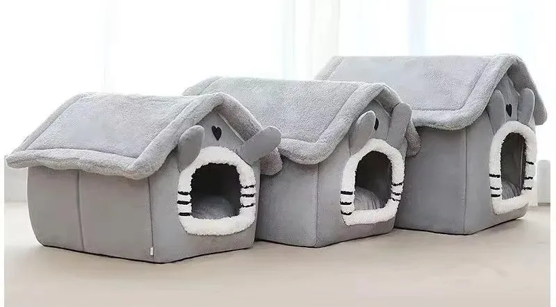 Ganzjahres-Haustierzelt mit weichem Kissen für Hunde und Katzen, waschbares, gemütliches Bett für den Innenbereich – Detail 5