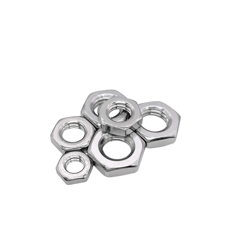 2-25pcs Steel Nut M2.5 M3 M4 M5 M6 M8 M10 M12 M14 M16 304 A2-70 Stainless Steel Flat Hex Hexagon Thin Nut Jam Nut DIN439 GB6172