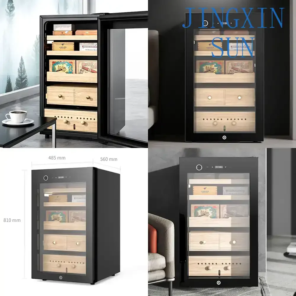 Black Lacquer Cabinet Cigar Humidor for Electric WiFi Smart Cigar Cabinet with Climate Control for Cigar Storage Humidifier