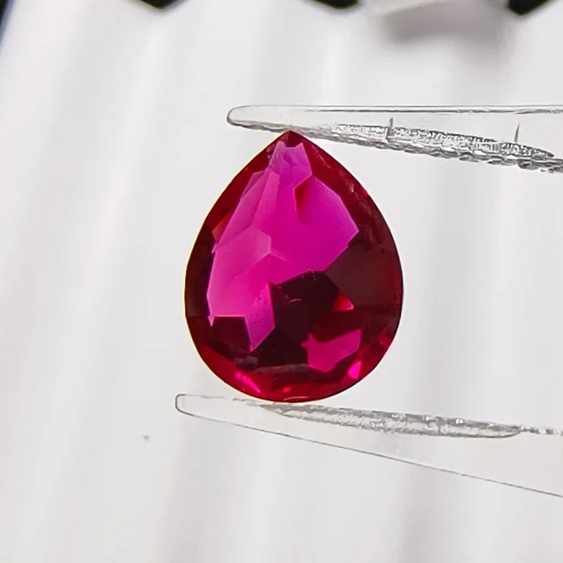 Lab Grown Ruby Rubellite Color Pear Shape VVS1 Gemstone Charms for Diy Jewelry Making Materials Selectable AGL Certificate