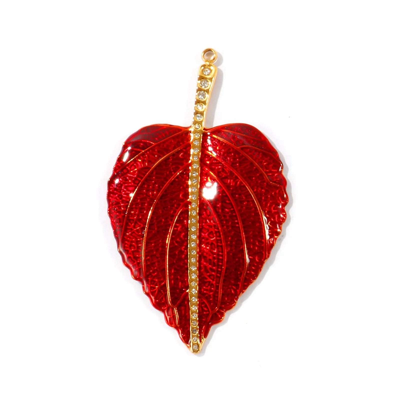 1 Stück Herbst-Emaille-Blatt-Sonnenanhänger Ahorn-Herz-Blatt 304 Edelstahl 18K vergoldeter Anhänger DIY Halskette Schmuck Großhandel – Detail 6