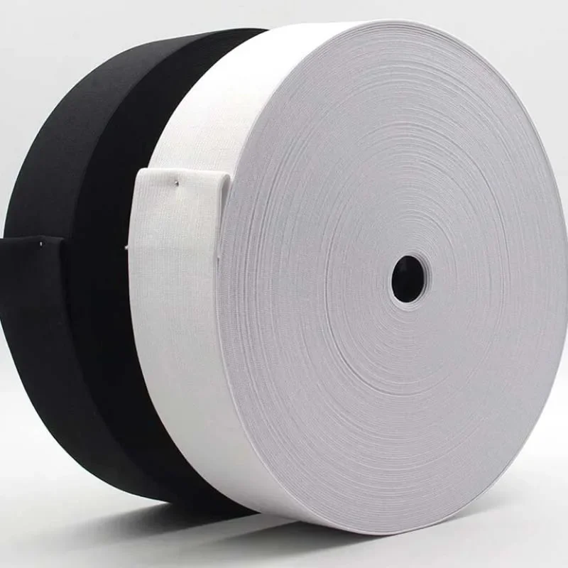 40Meters Sewing Elastic Band Heavy Stretch High Elasticity Knit Elastic Band for Sewing Waistband Elastic White black 15-50MM