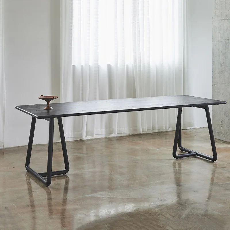 طاولة تفاوض مكتبية، منضدة، خشب صلب أسود، طاولة طعام منزلية صغيرة #2