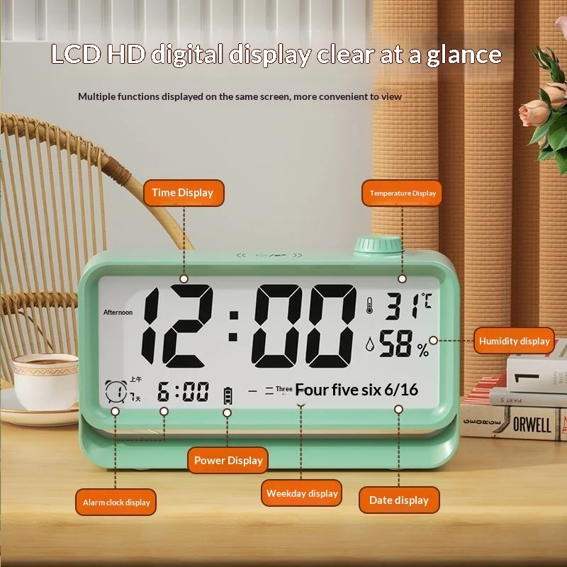 Kangbasi Digital Alarm Clock with Night Light for Kids Bedroom Desk Backlight Student Electronic Time Display