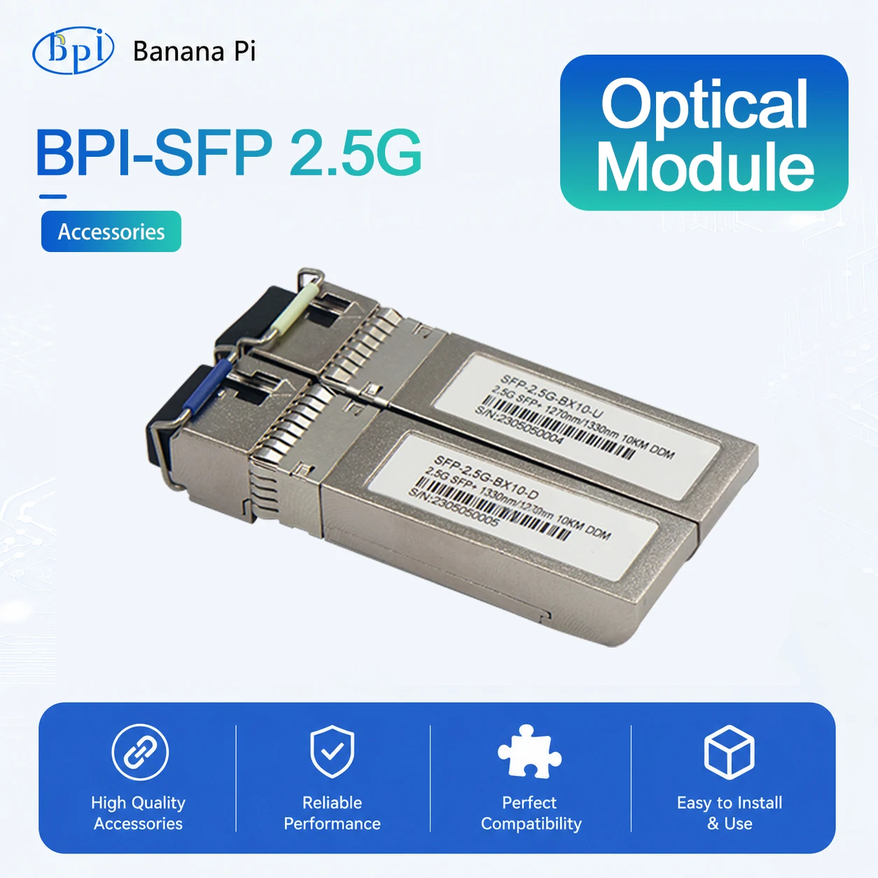 Banana Pi BPI-R3 SFP 2.5G-BX Optical Module Optical Fiber 10KM suitable for BPI-R3 Routing Board