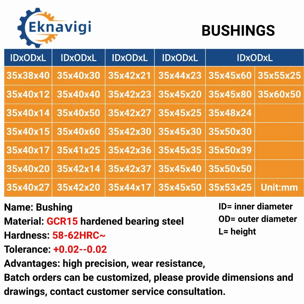 1 buah Diameter dalam 35 MM lengan baja tahan aus GCR15 mesin lengan bor baja bantalan Multi guna Bushing