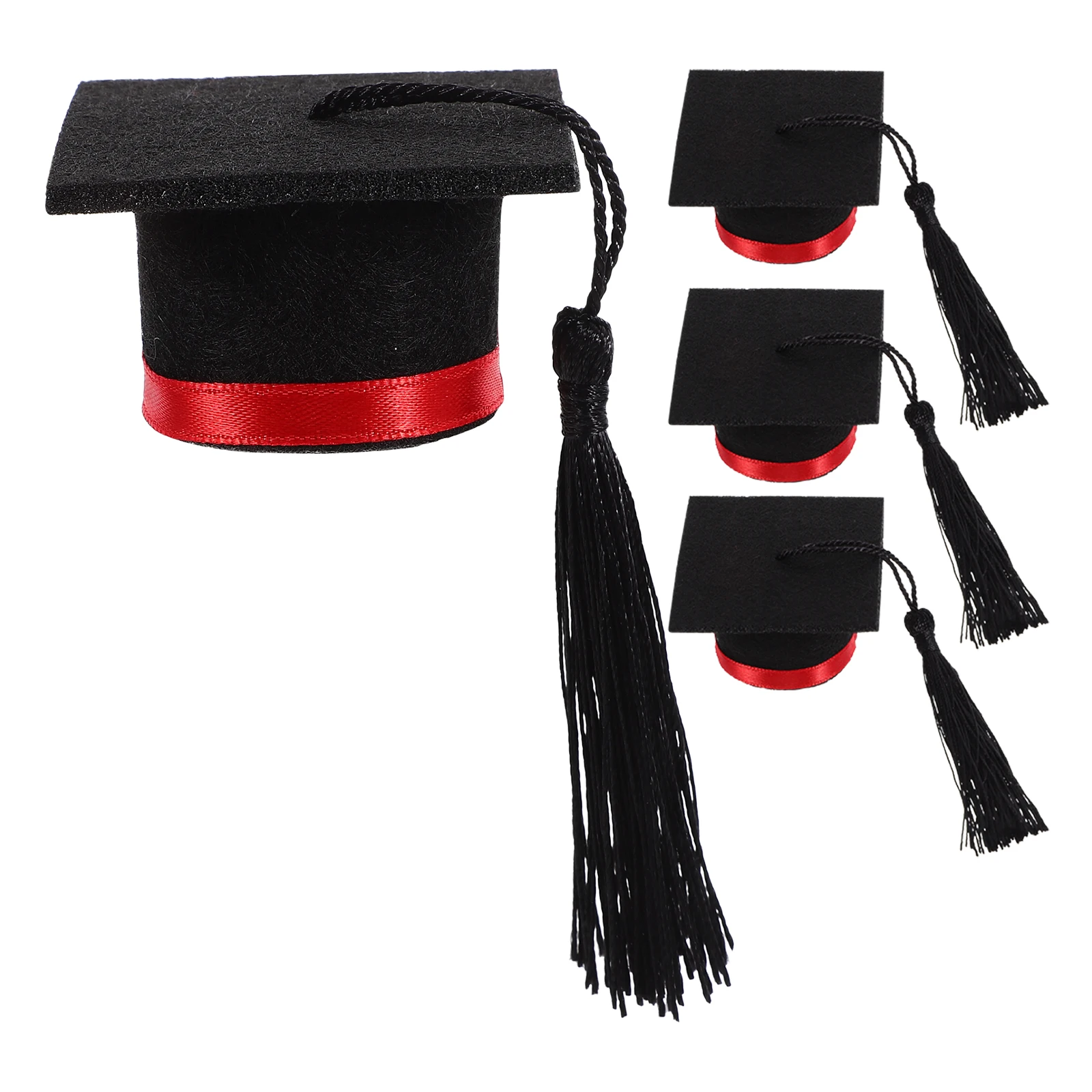 

4 Pcs Baby Hat Decoration Bottle Felt Mini Graduation Cap Ornament