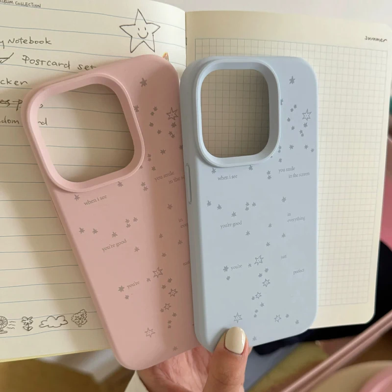 Funda de silicona minimalista con diseño de estrellas y vía láctea para parejas, estilo coreano, para iPhone 18 17 16 15 14 13 12 11 Pro MAX Plus 17air