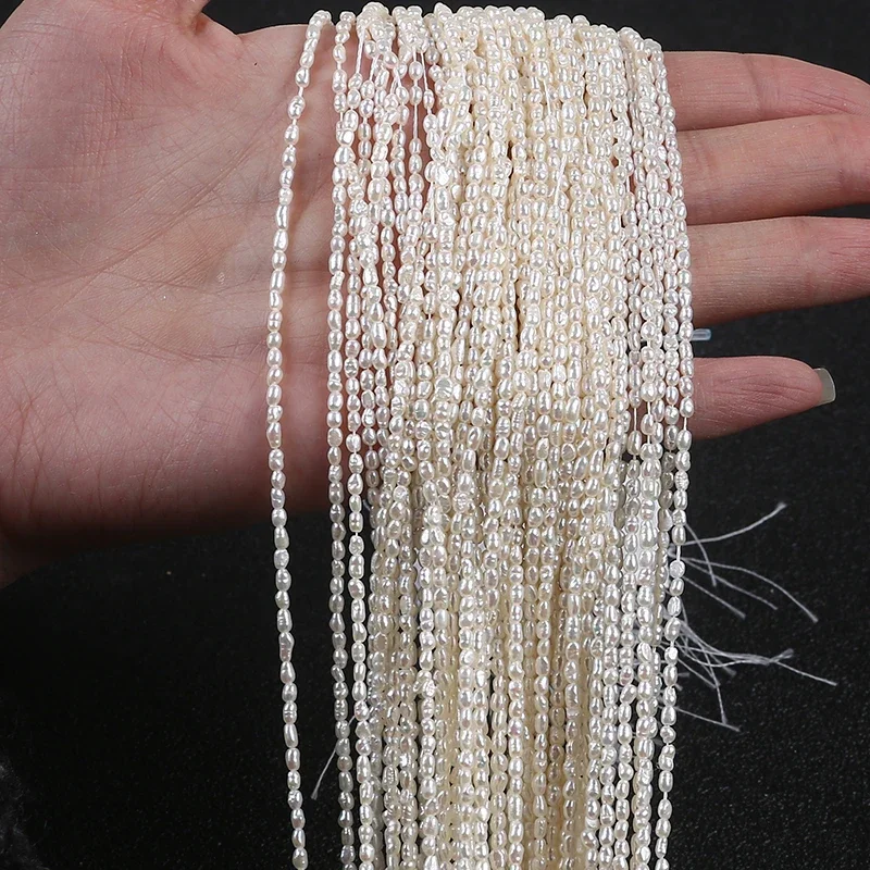 

Wholesale white tiny 2mm rice shape loose freshwater pearl beads strings