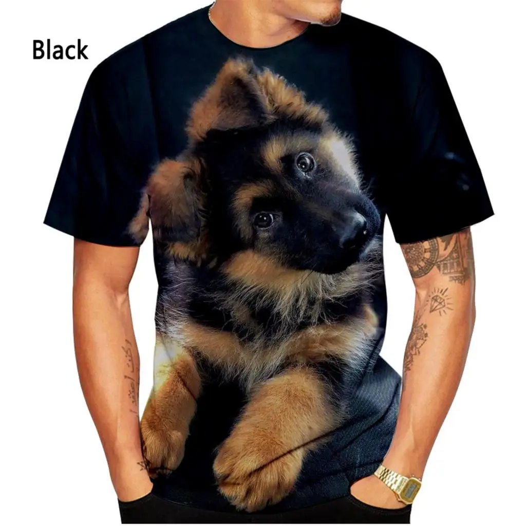 2022 Men\'s and Women\'s Summer Casual Short-sleeved Dog Shirt Tops New Fashion German Shepherd 3D Printing T-shirt