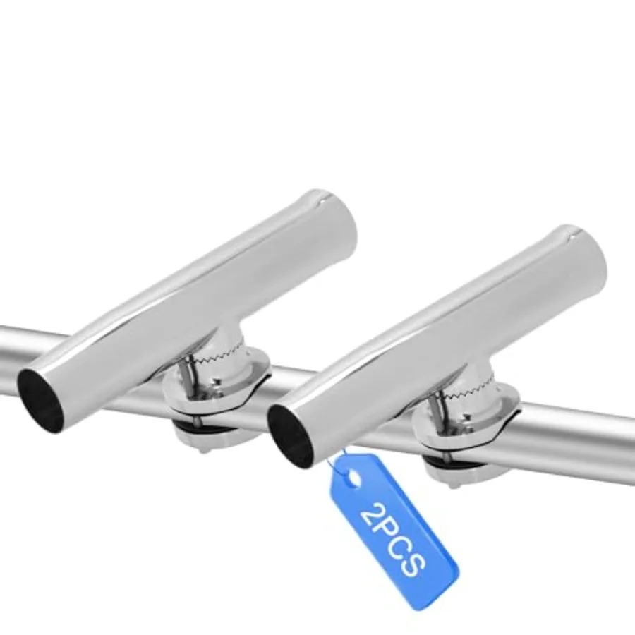 

2 Pack Fishing Rod Holder for Boat Clamp-on 1 1/4" to 2" Rails for Boat/Pontoon for Round Tube Boat Fishing Fishing Gear Side M