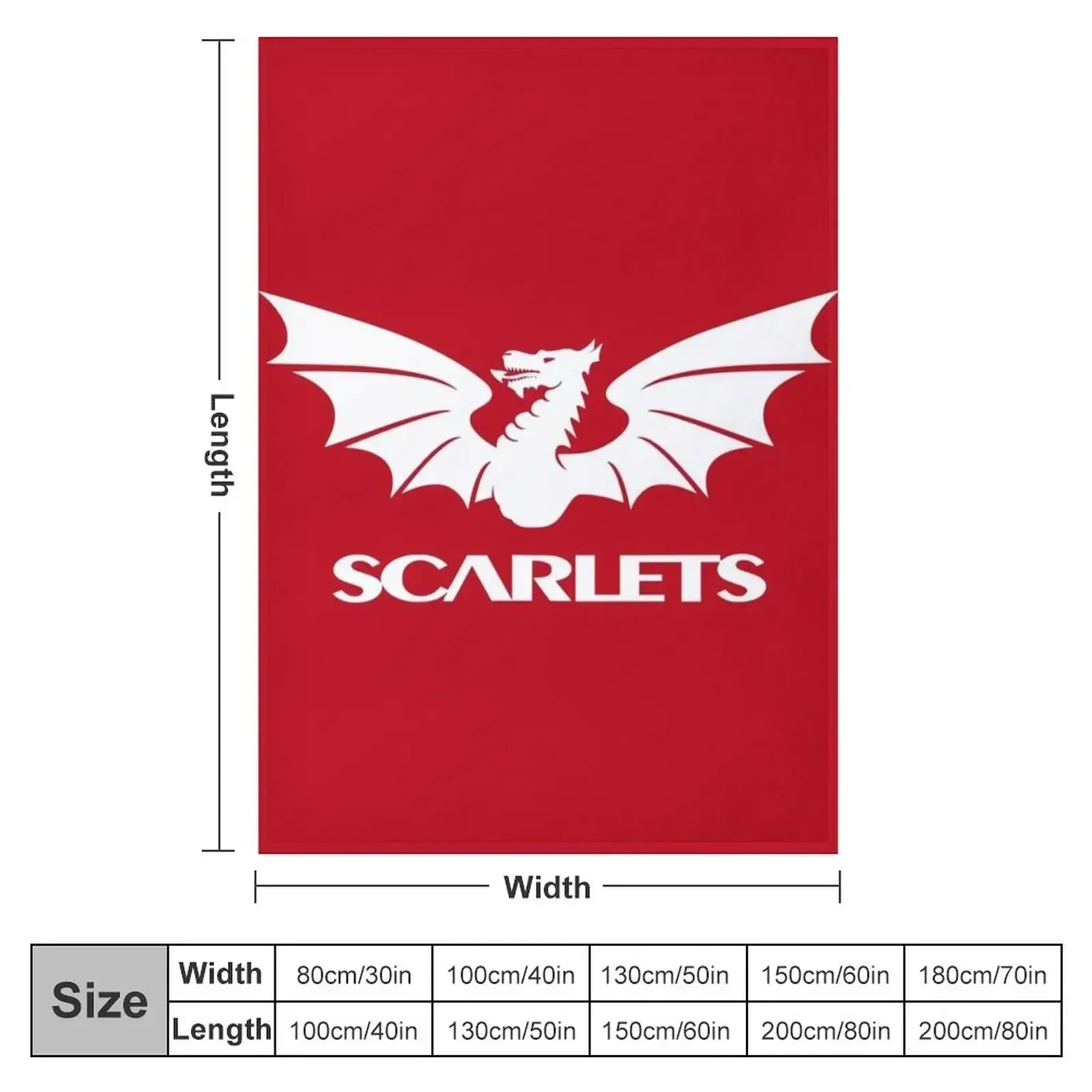 The Scarlets Rugby in White Throw Blanket Plush bed plaid Decorative Throw Warm Blankets