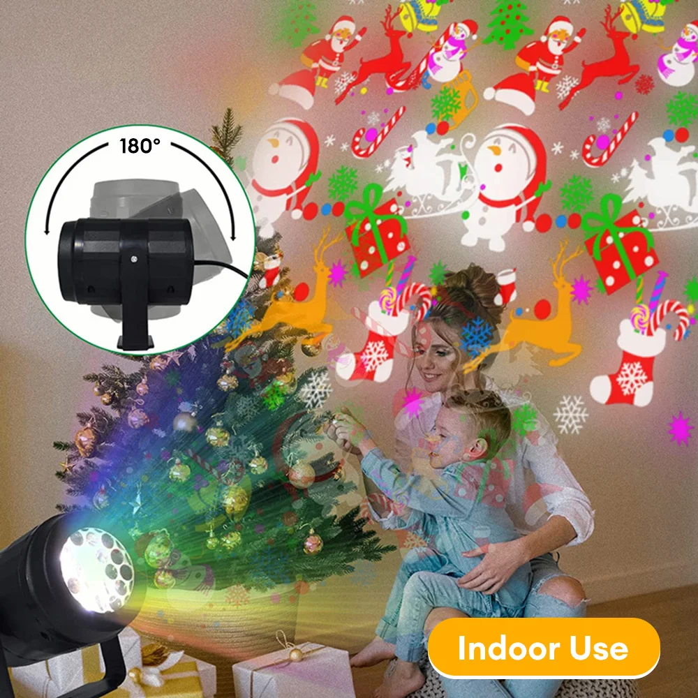 Imagem -05 - Natal Led Snowflake Projetor Luz Rotativa Usb Power Luz de Palco para o Natal Decoração de Festa de Casamento 16 Padrões