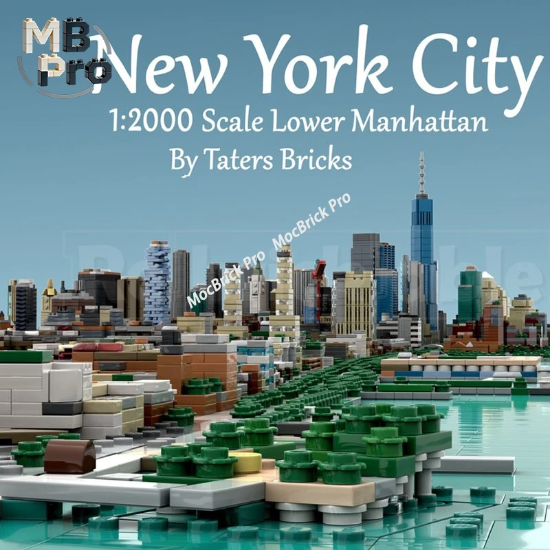 City Street View MOC Lower Manhattan Model, Modular Urban Architecture Bricks for Display Diy Creative Gifts