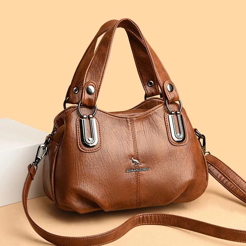 New High Quality Soft Leather Women\'s Tote Bag Trendy Designer Girl Crossbody Bolsas Leisure Fashion Girl\'s Shopping Bags Wallet