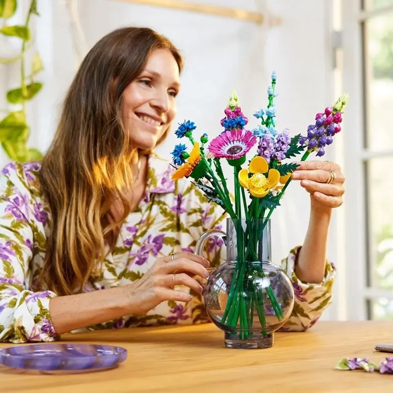 مجموعات مكعبات بناء باقة الزهور البرية الرومانسية 10313، متوافقة مع جزيئات Legoed، مناسبة لهدايا عيد الميلاد #5