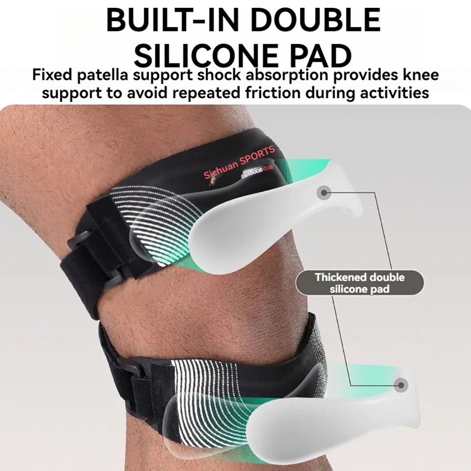 GOBYGO 1Pcs Sports Patella Strap Compression Knee Pads Stabilizing Patella Shock Absorption Adjustable Knee Sleeve Basketball