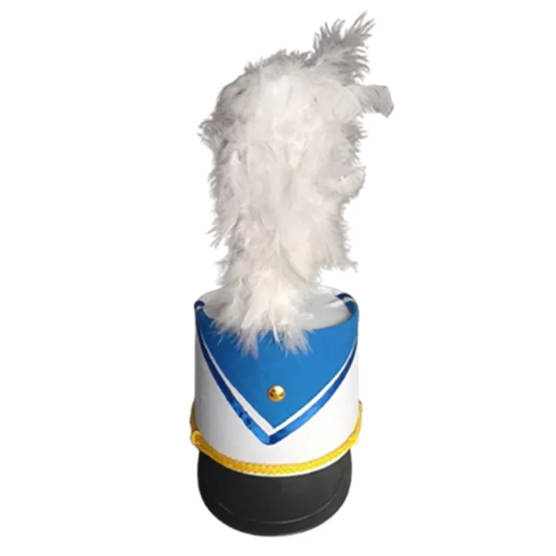 Blue Military Cosplay Top Hats With White Feather For Children Adults School Activity Cap Etiquette Work Hat
