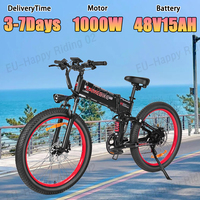 E Bike 1000W Brushless Motor 48V15AH Battery Hydraulic Braking Foldable Electric Bike 26-Inch Tire Mountains Electric Bicycle