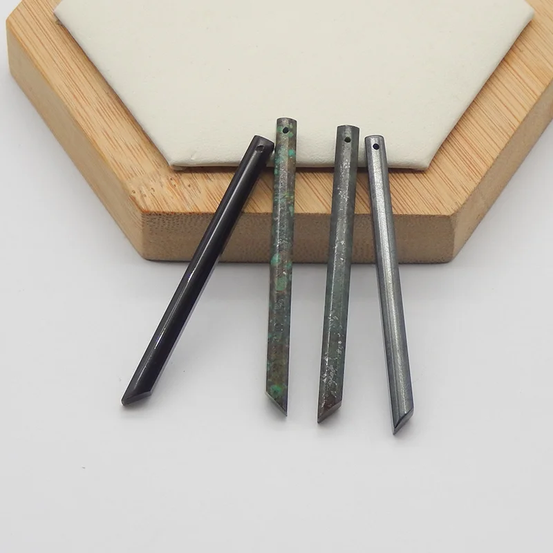 

4PCS Natural Obsidian Hematite African Turquoise Long Strip Earrings Beads for Jewelry Making, Handmade Natural stones beads