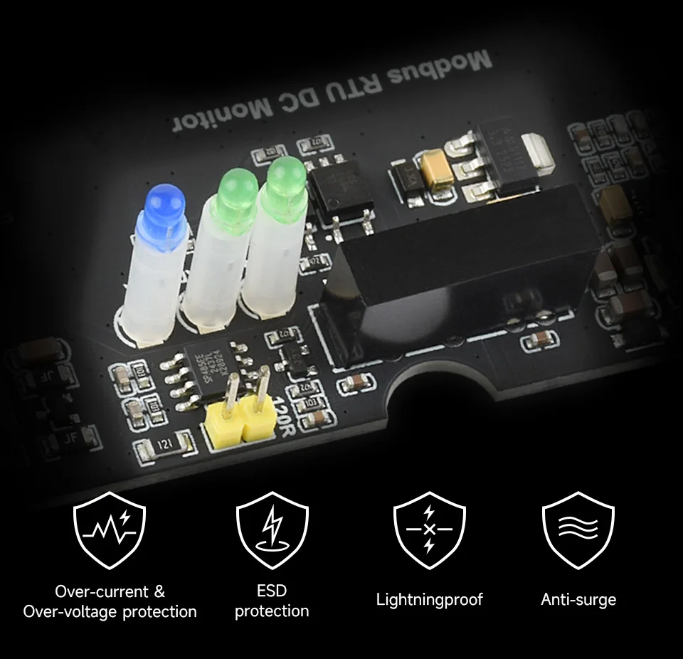 産業用4チャンネルdcモニタリングモジュール、16ビット高精度取得、電圧および電流測定、modbus-rtuプロトコル